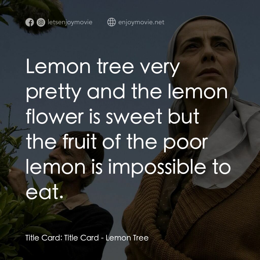 Lemon Tree電影對白：Title Card:  Title Card:  Lemon tree very pretty and the lemon flower is sweet bu