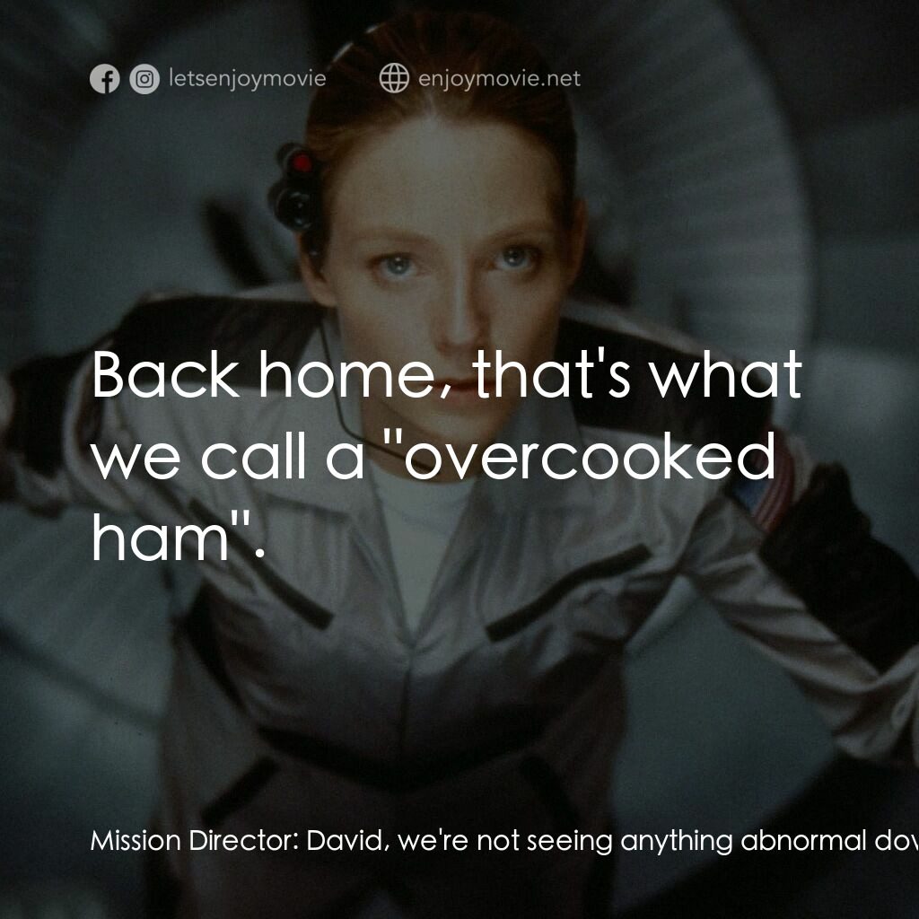 接觸未來電影對白：Mission Director:  David, we're not seeing anything abnormal down here. David Dru