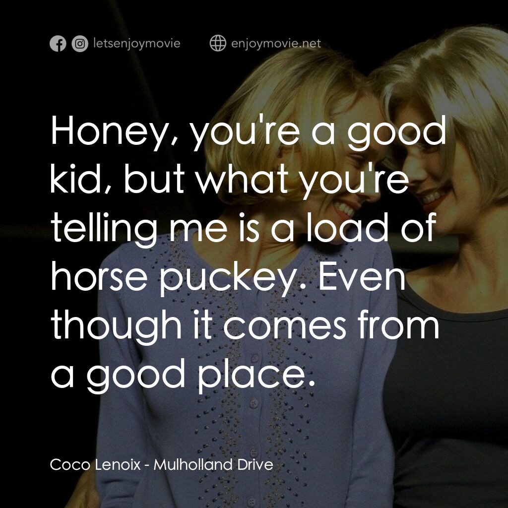 穆荷蘭大道電影對白：Coco Lenoix:  Honey, you're a good kid, but what you're telling me is a load of h