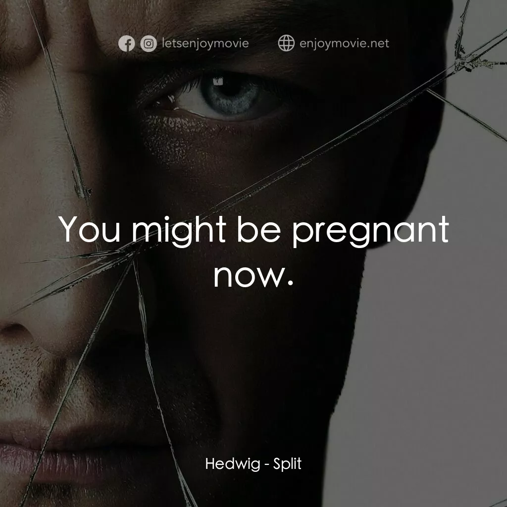 分裂電影對白：Hedwig:  You might be pregnant now.
