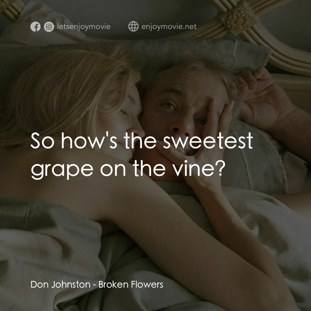 愛情，不用尋找電影對白：Don Johnston:  So how's the sweetest grape on the vine?