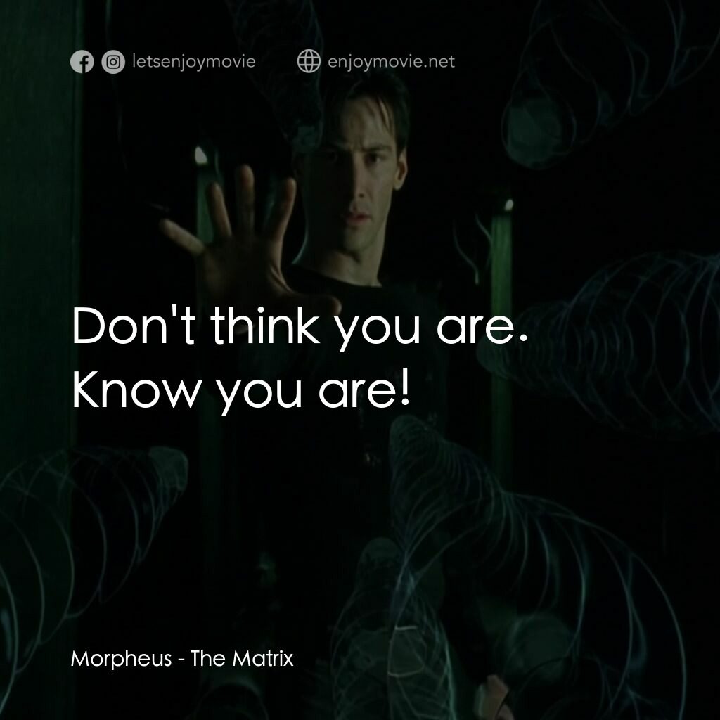 廿二世紀殺人網絡電影對白：Morpheus:  Don't think you are. Know you are!