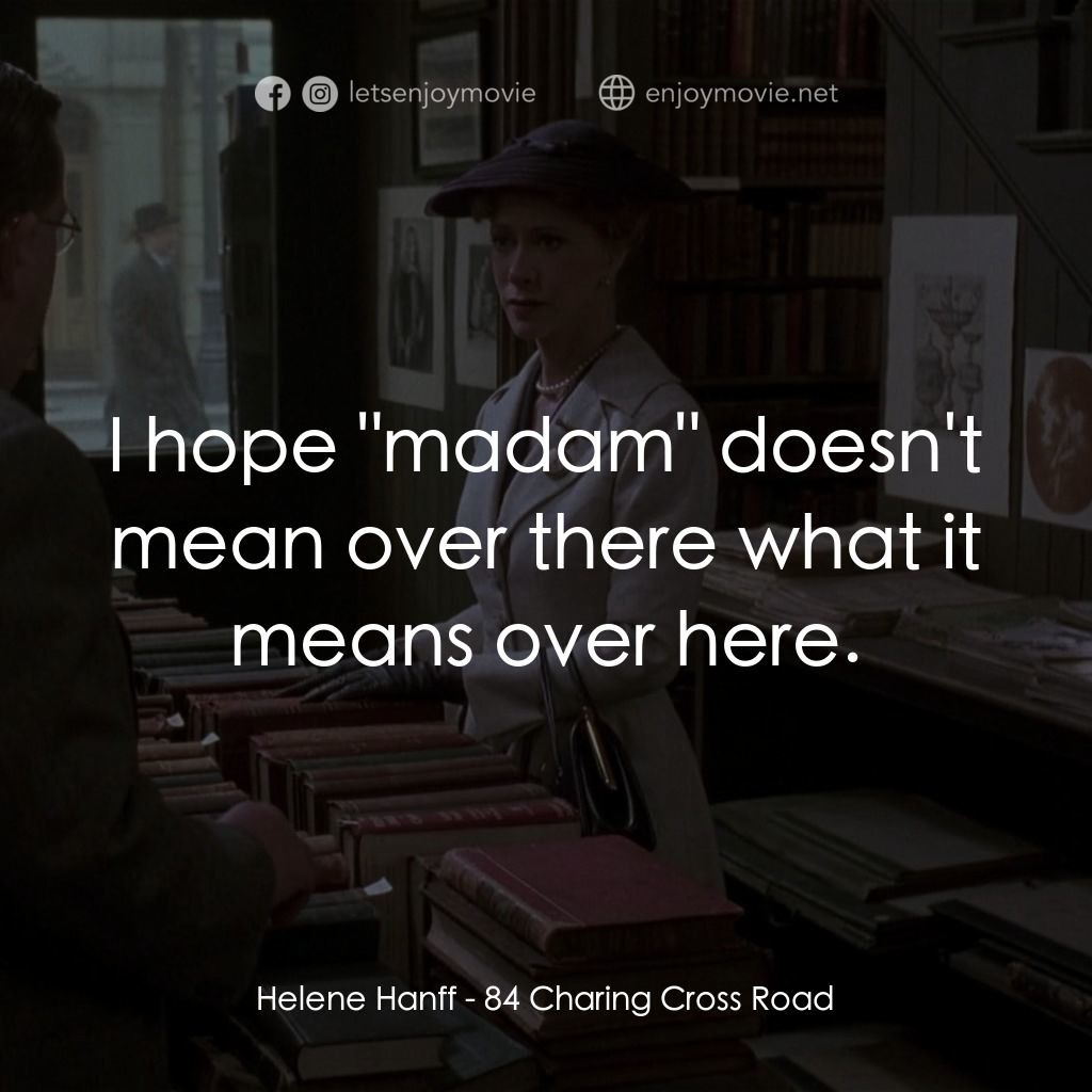 書箋情緣電影對白：Helene Hanff: I hope 