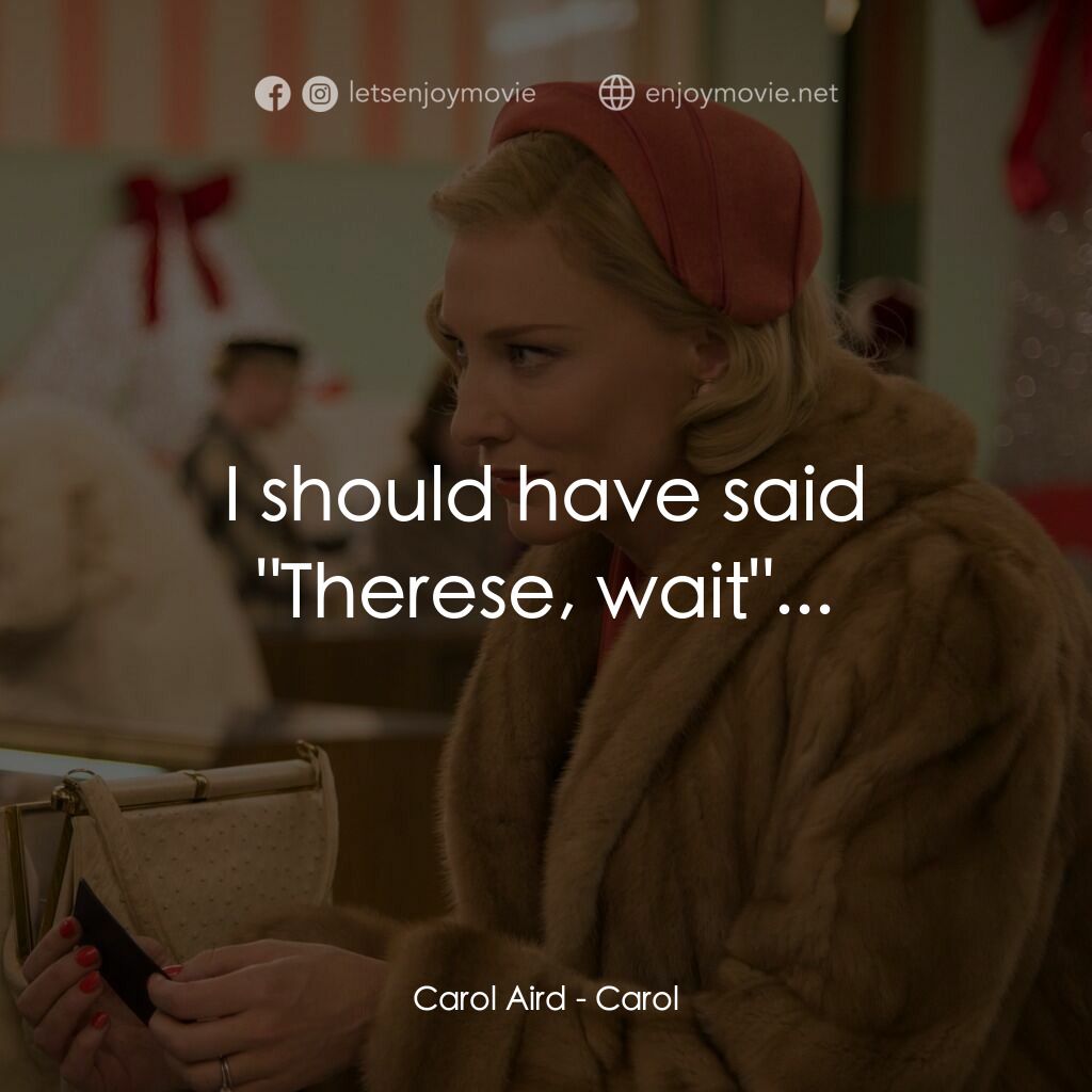 因為愛你電影對白：Carol Aird:  I should have said 