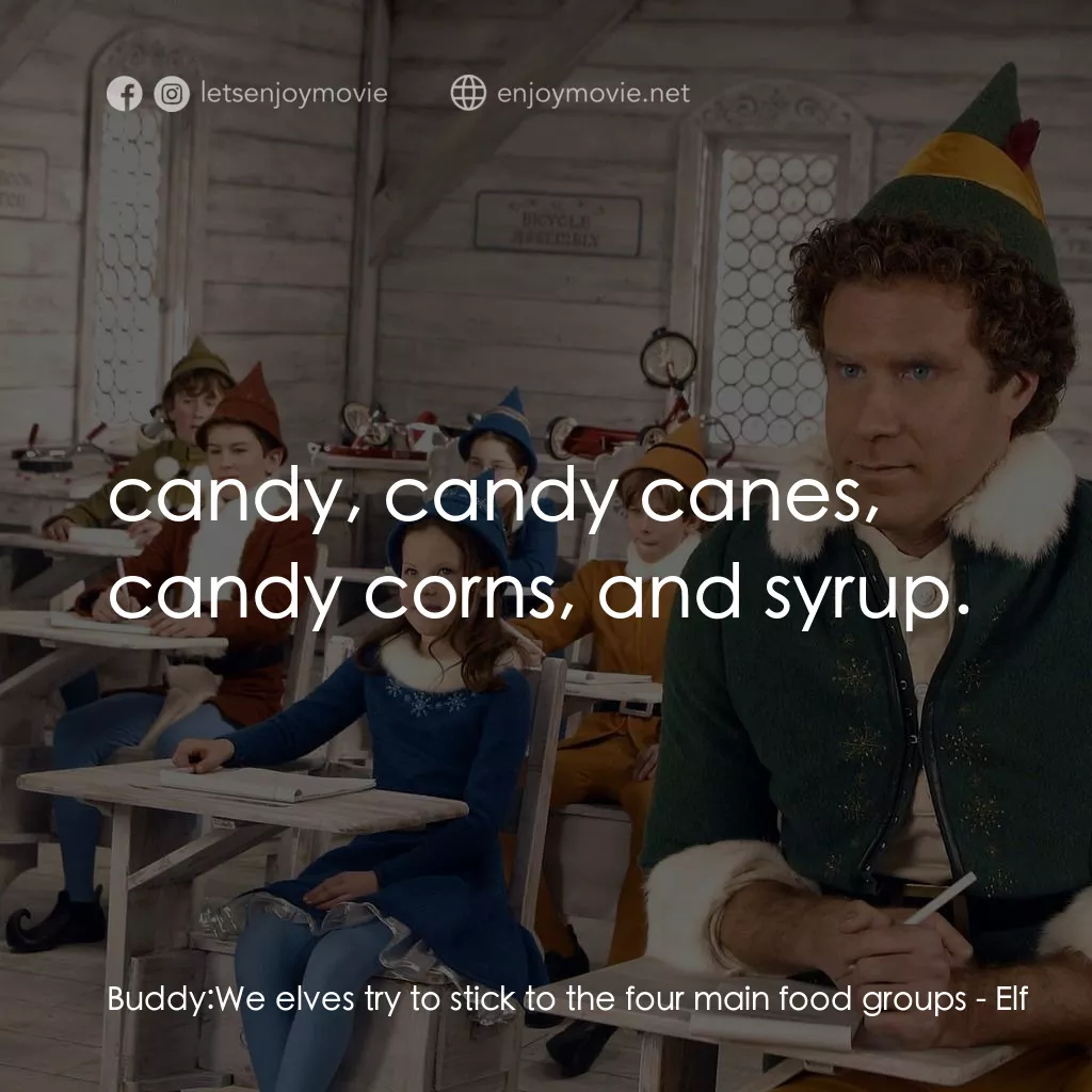 聖誕精靈電影對白：Buddy: We elves try to stick to the four main food groups:  candy, candy canes, c