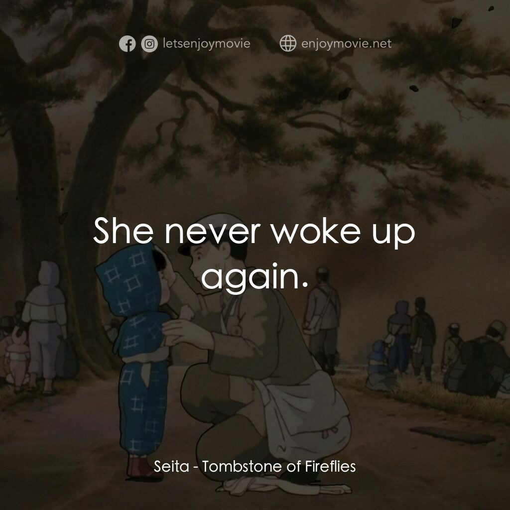 再見螢火蟲電影對白：Seita:  She never woke up again.