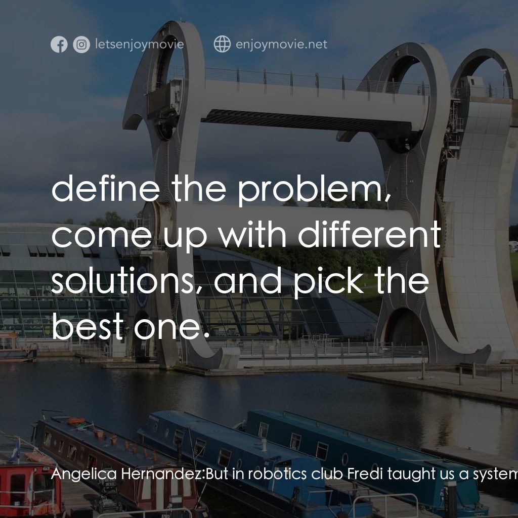 夢想無限大：工程世界電影對白：Angelica Hernandez: But in robotics club Fredi taught us a system:  define the pr