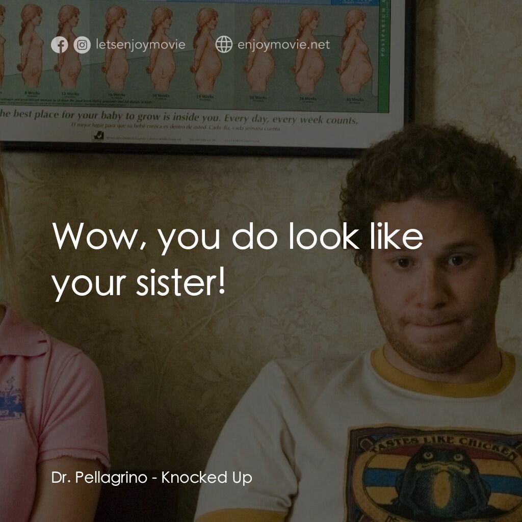 好孕臨門電影對白：Dr. Pellagrino:  Wow, you do look like your sister!