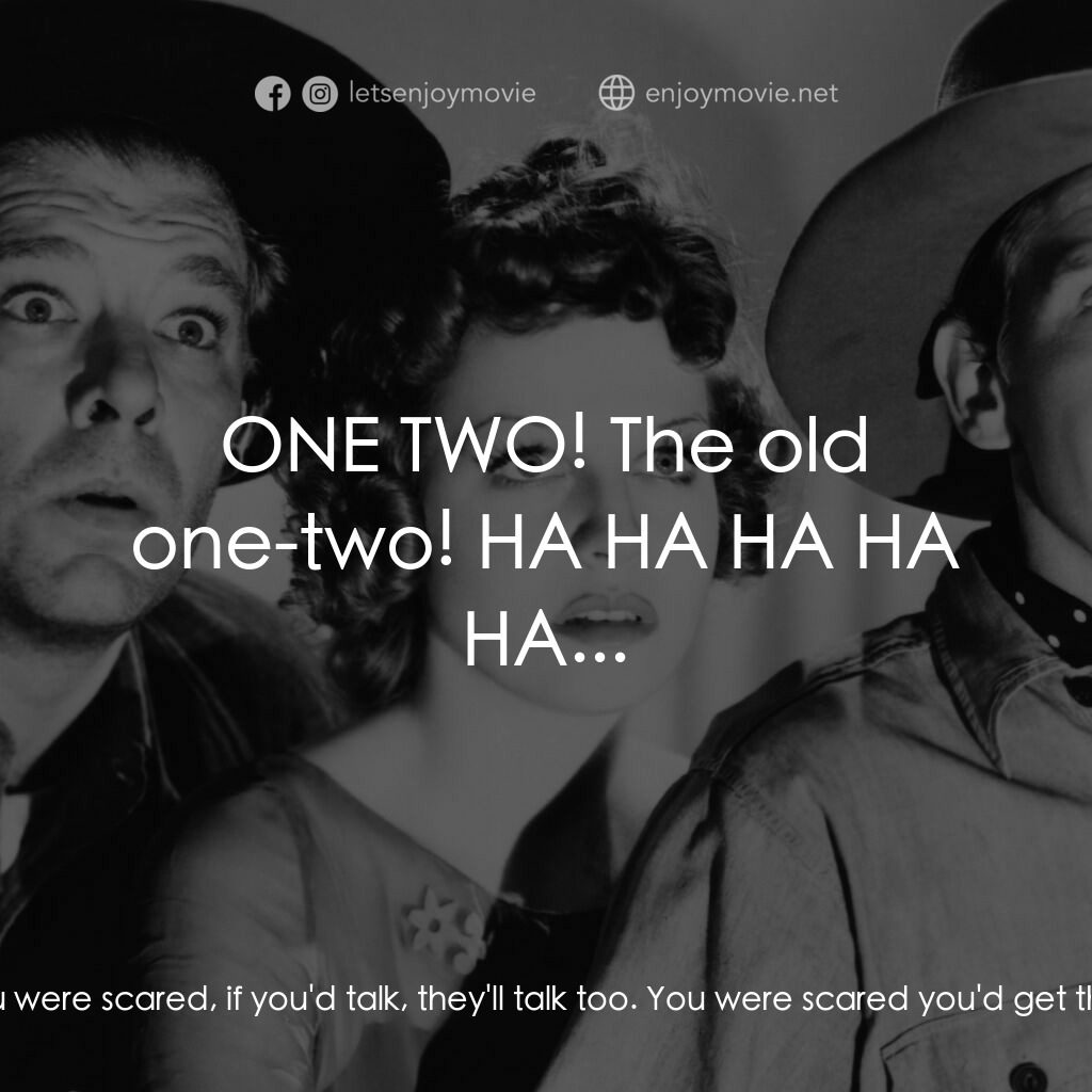 人鼠之間電影對白：Mae:  Who busted your hand, Curley? Curley:  I told ya, I got it caught in a mach