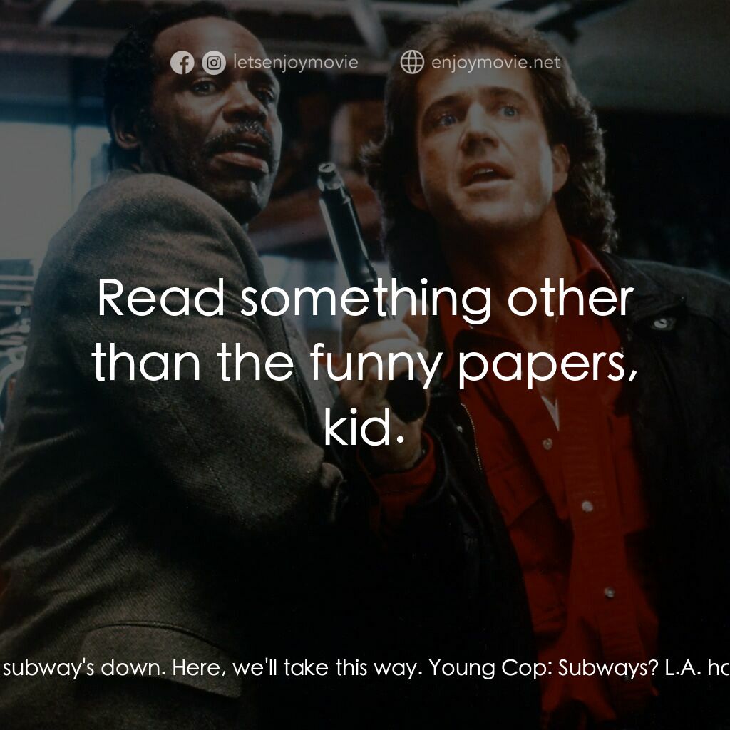 轟天炮第三集電影對白：Roger Murtaugh:  Elevator! Roger Murtaugh:  It's down! It's down! Martin Riggs:  