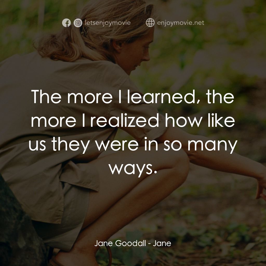 《珍古德的傳奇一生》經典台詞：Jane Goodall: The more I learned, the more I reali ...