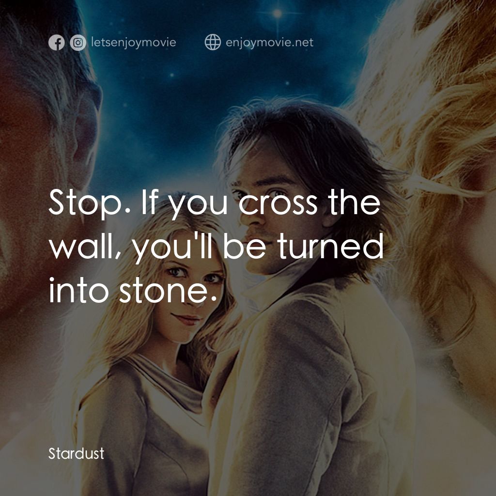 星塵傳奇電影對白：Stop. If you cross the wall, you'll be turned into stone.