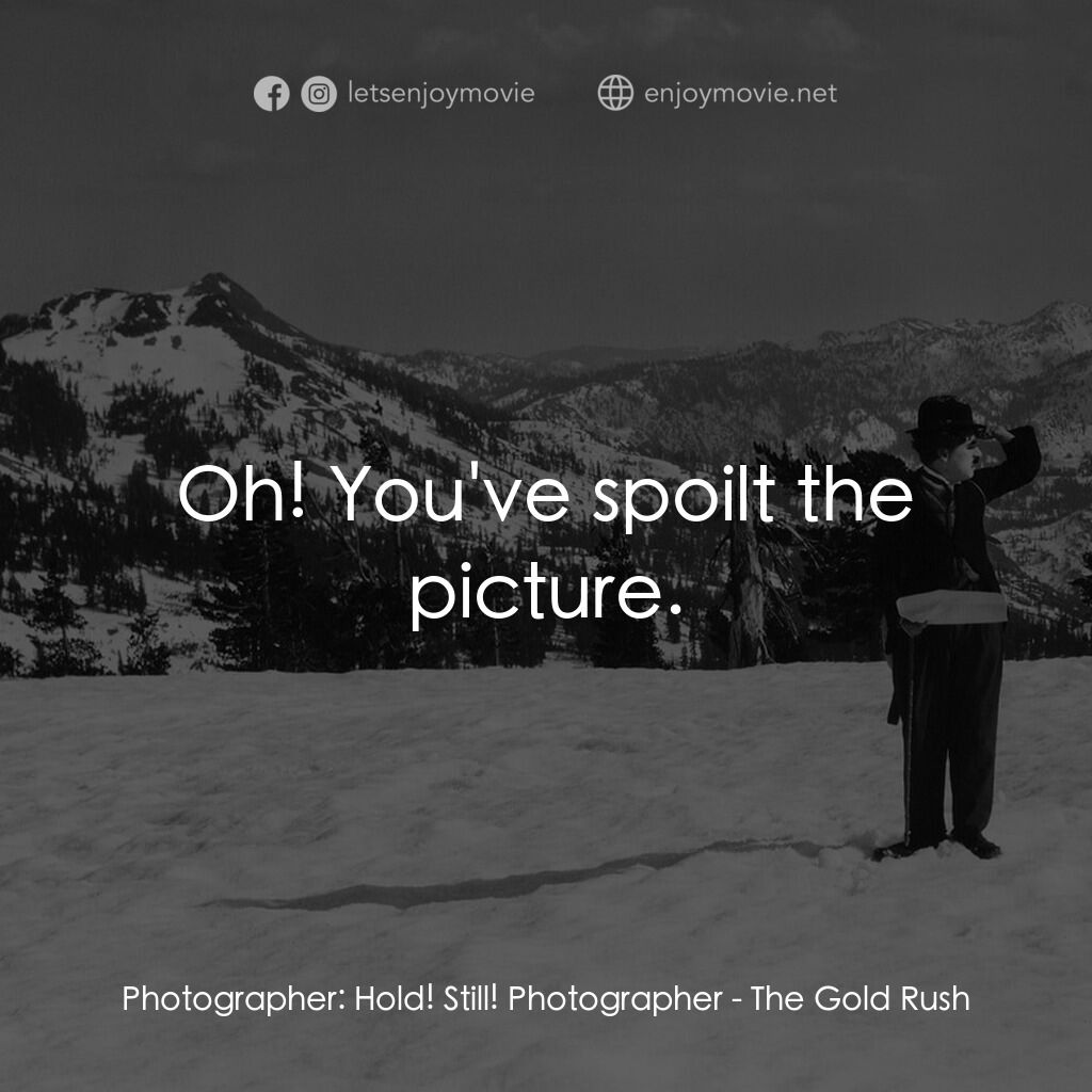 淘金記電影對白：Photographer:  Hold! Still! Photographer:  Oh! You've spoilt the picture.