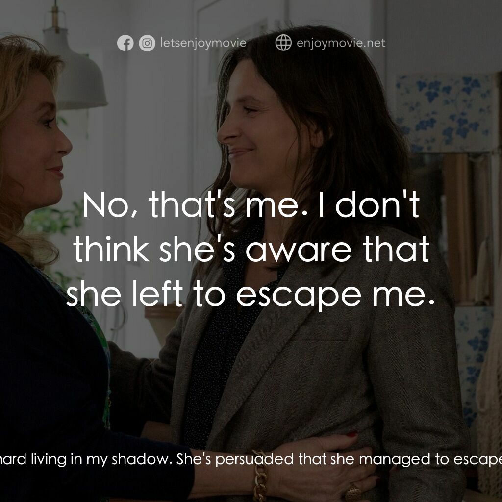 真實芳言電影對白：Fabienne Dangeville:  She says she was meant to be an actress. It must be hard li