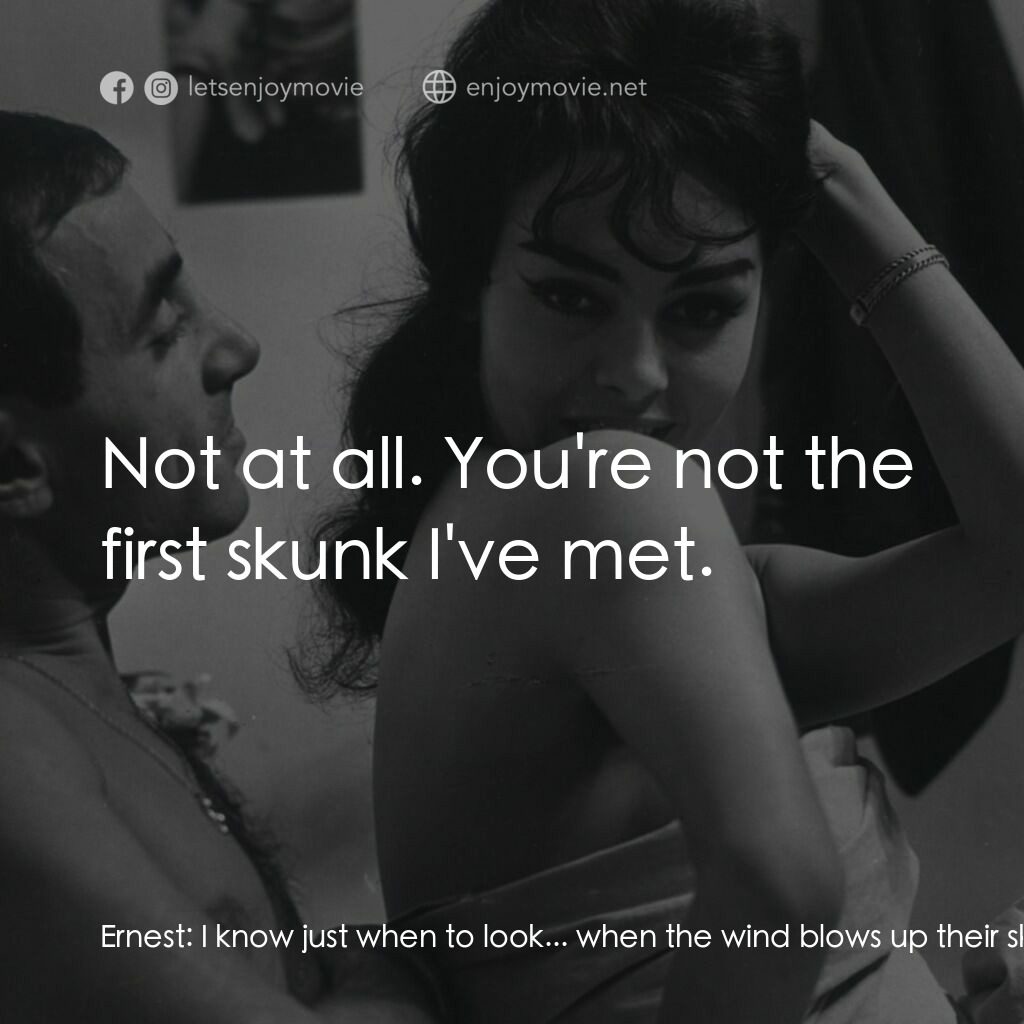 射殺鋼琴師電影對白：Ernest:  I know just when to look... when the wind blows up their skirts... or th