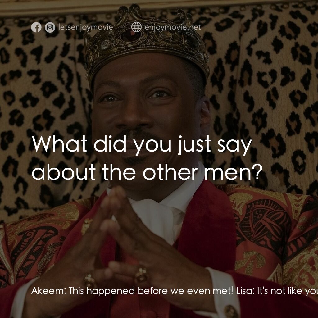 來去美國2電影對白：Akeem:  This happened before we even met! Lisa:  It's not like you're the first m