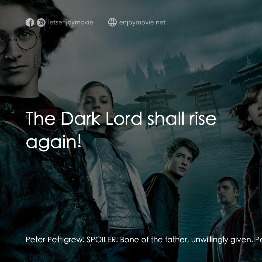 哈利波特：火盃的考驗電影對白：Peter Pettigrew:  SPOILER:  Bone of the father, unwillingly given. Peter Pettigre