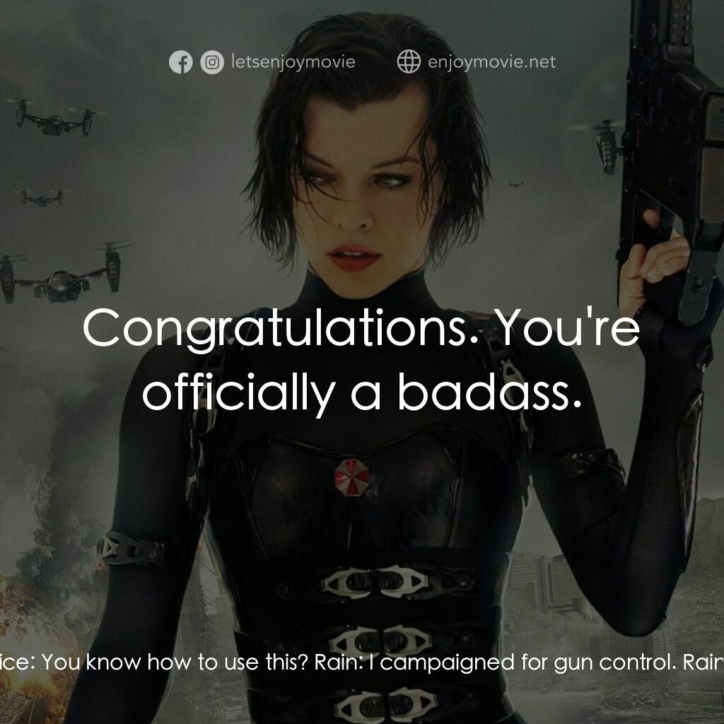 生化危機：滅絕真相電影對白：Alice:  You two made it! Thought I was the only one that survived. What is this p