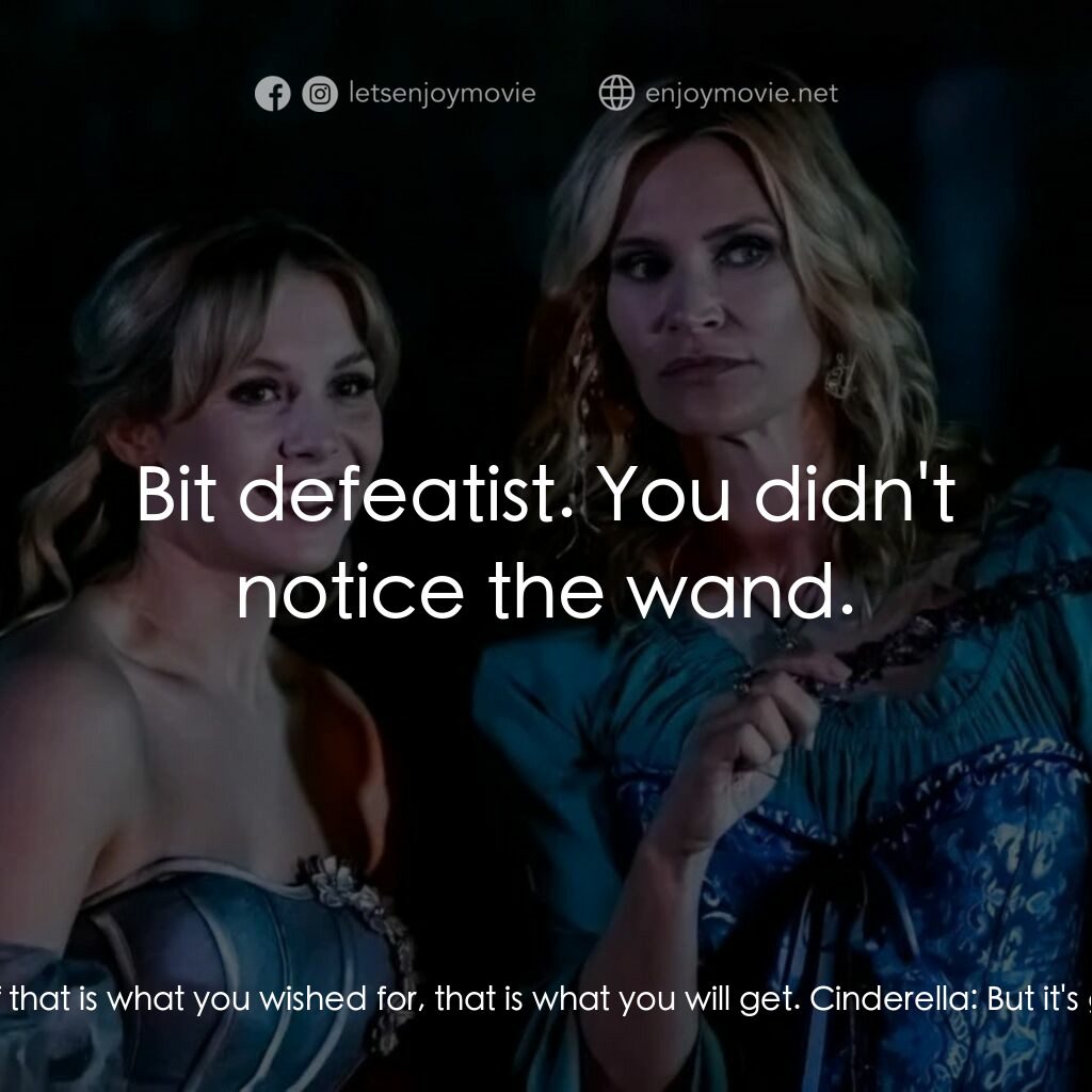 灰姑娘的復仇電影對白：Cinderella:  Why are you here? Fairy Godmother:  You wished for something, did yo