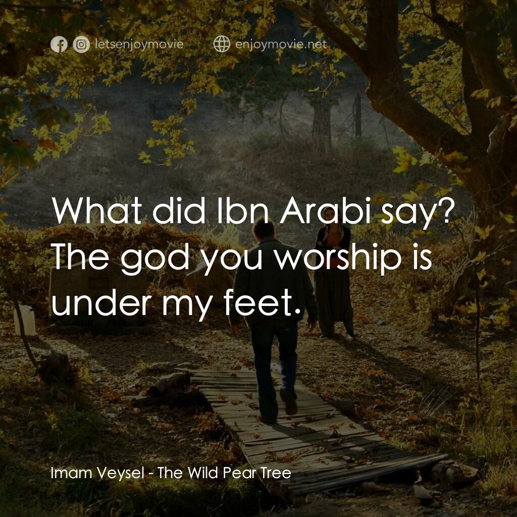野梨樹電影對白：Imam Veysel:  What did Ibn Arabi say? The god you worship is under my feet.