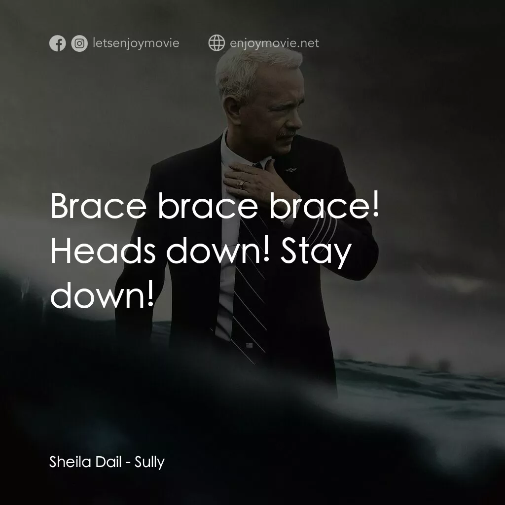 薩利機長：哈德遜奇蹟電影對白：Sheila Dail:  Brace brace brace! Heads down! Stay down!