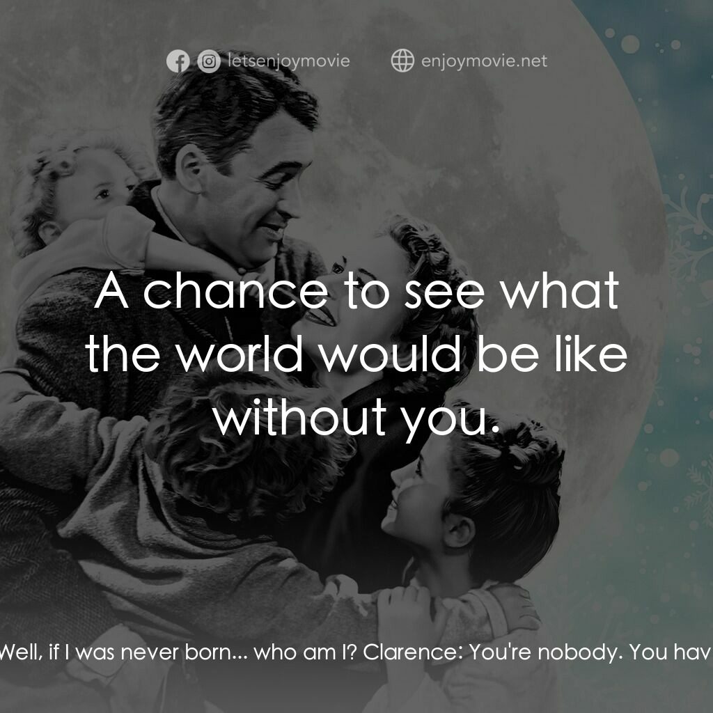 風雲人物電影對白：George Bailey:  Look, who are you? Who are you really? Clarence:  I told you, Geo