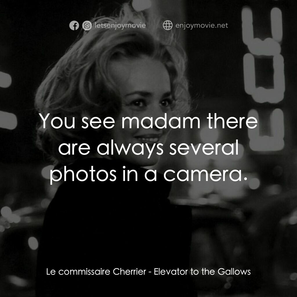 從電梯到死刑台電影對白：Le commissaire Cherrier:  You see madam there are always several photos in a came