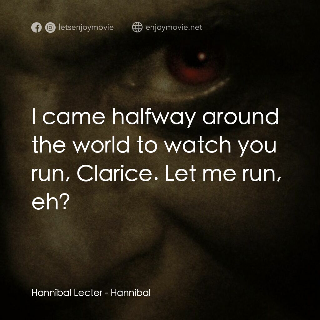 沉默的殺機電影對白：Hannibal Lecter:  I came halfway around the world to watch you run, Clarice. Let 
