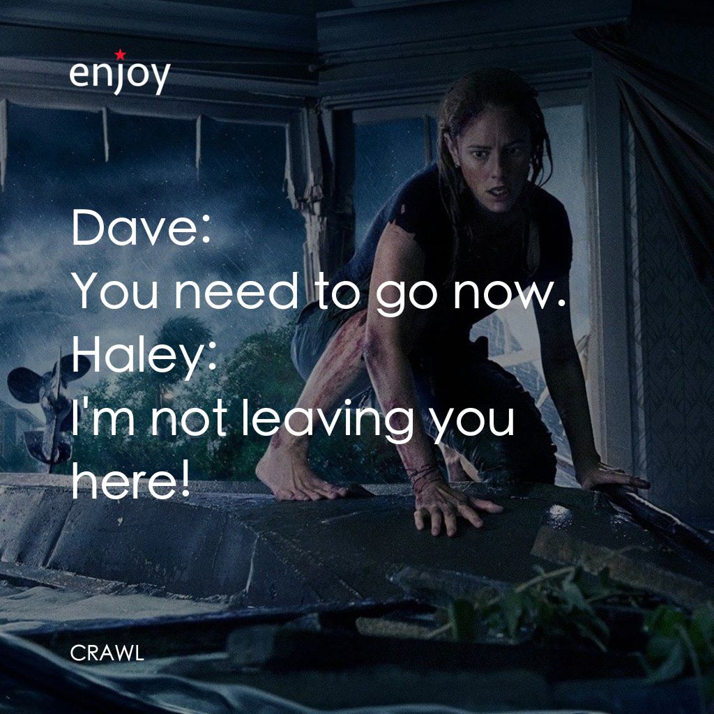 鱷魔電影對白：Dave: You need to go now.
Haley: I'm not leaving you here!