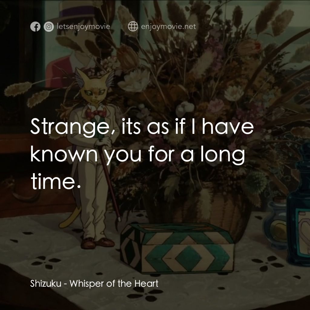 夢幻街少女電影對白：Shizuku: Strange, its as if I have known you for a long time.