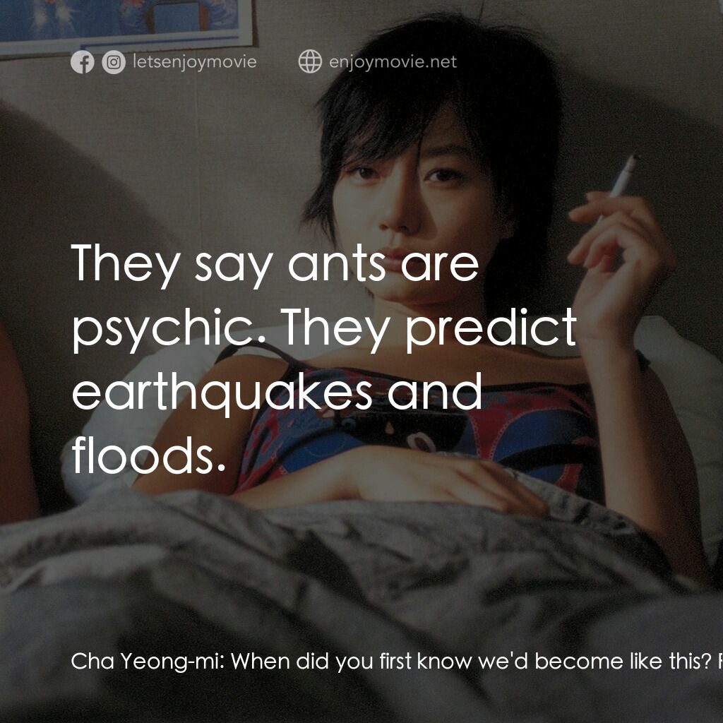 《復仇》經典台詞：Cha Yeong-mi:  When did you first know we'd be ...