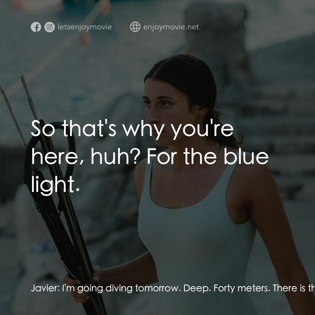《湛藍青春海》經典台詞：Javier:  I'm going diving tomorrow. Deep. Fort ...