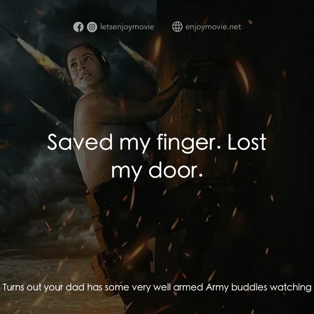 終極攔截戰電影對白：President Wallace:  Oh, and you have another visitor. JJ Collins:  Papa? JJ's Dad