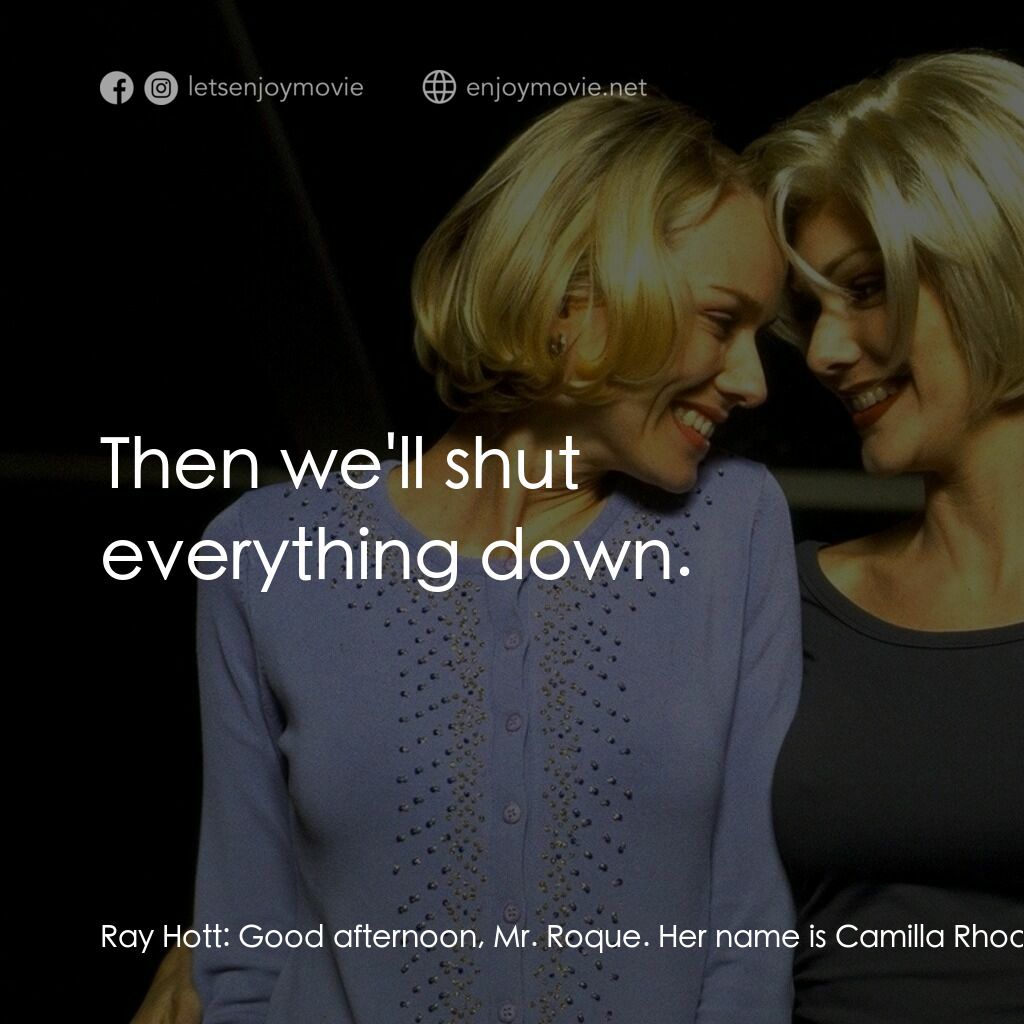 穆荷蘭大道電影對白：Ray Hott:  Good afternoon, Mr. Roque. Her name is Camilla Rhodes. The director do