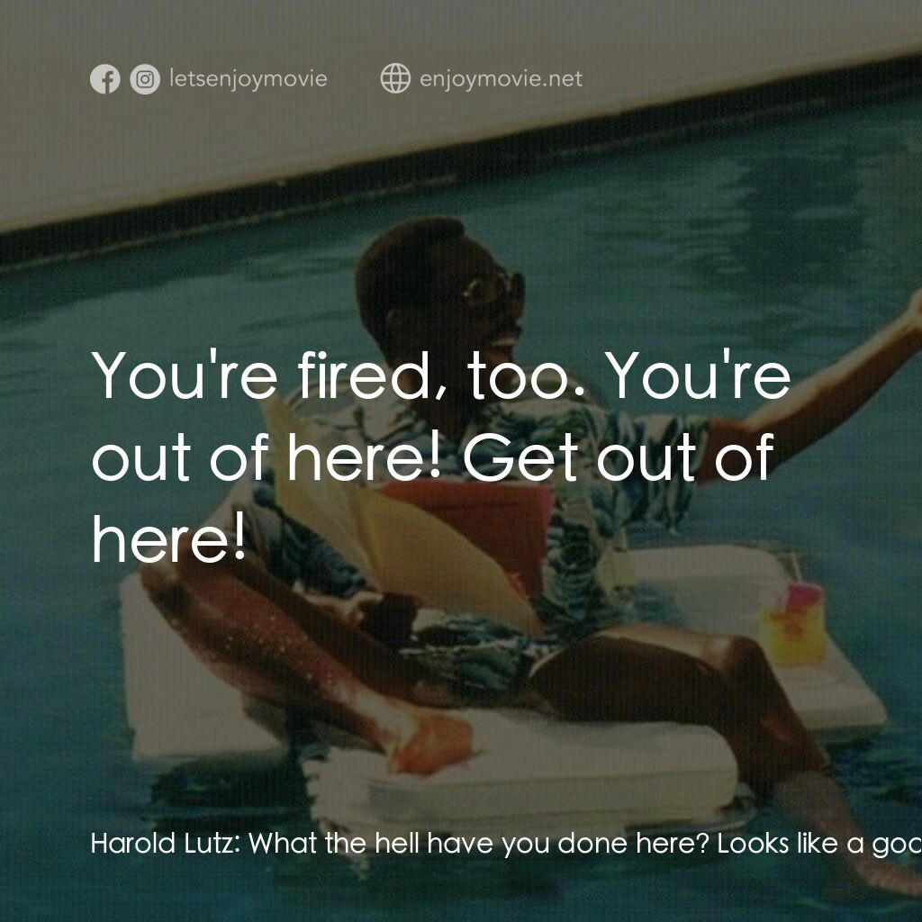 比佛利山超級警探II電影對白：Harold Lutz:  What the hell have you done here? Looks like a goddamn war zone! Wh