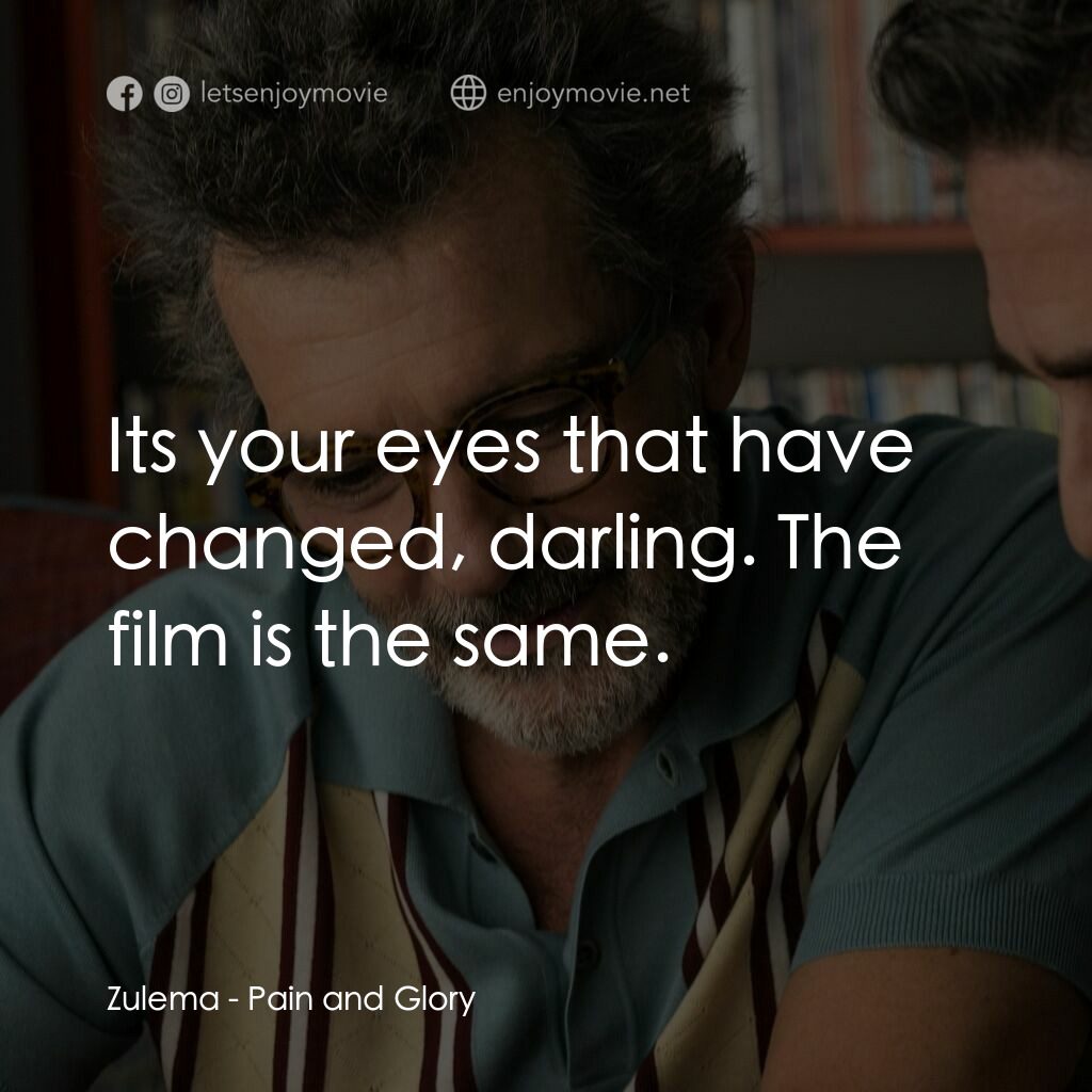 萬千痛愛在一身電影對白：Zulema:  Its your eyes that have changed, darling. The film is the same.