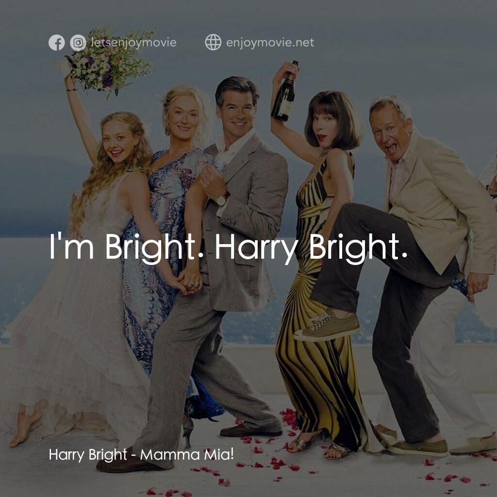 媽媽咪呀！電影對白：Harry Bright:  I'm Bright. Harry Bright.