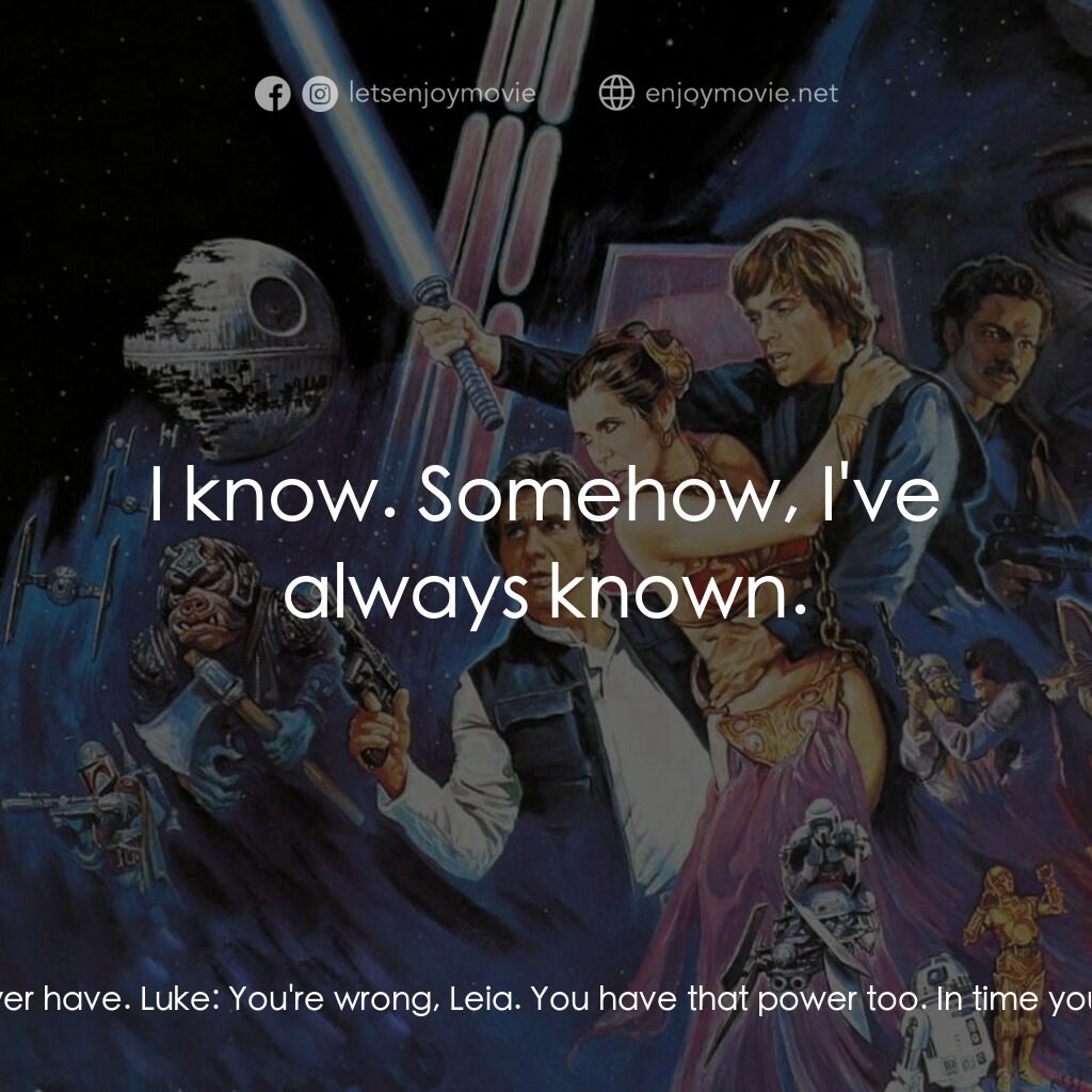 星球大戰：武士復仇電影對白：Luke:  If I don't make it back, you're the only hope for the Alliance. Princess L