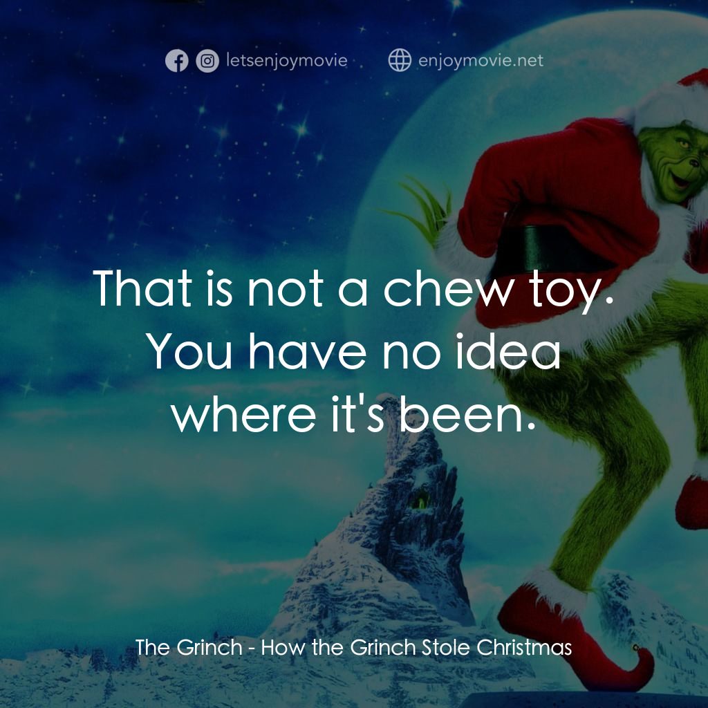 鬼靈精電影對白：The Grinch: That is not a chew toy. You have no idea where it's been.