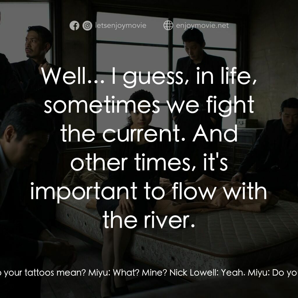 《局外人》經典台詞：Miyu:  Do you know what your tattoo means? Do you  ...