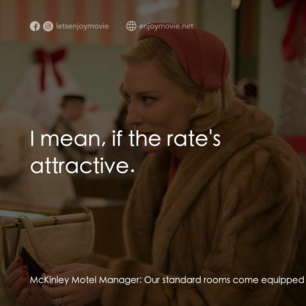 因為愛你電影對白：McKinley Motel Manager:  Our standard rooms come equipped with stereophonic conso