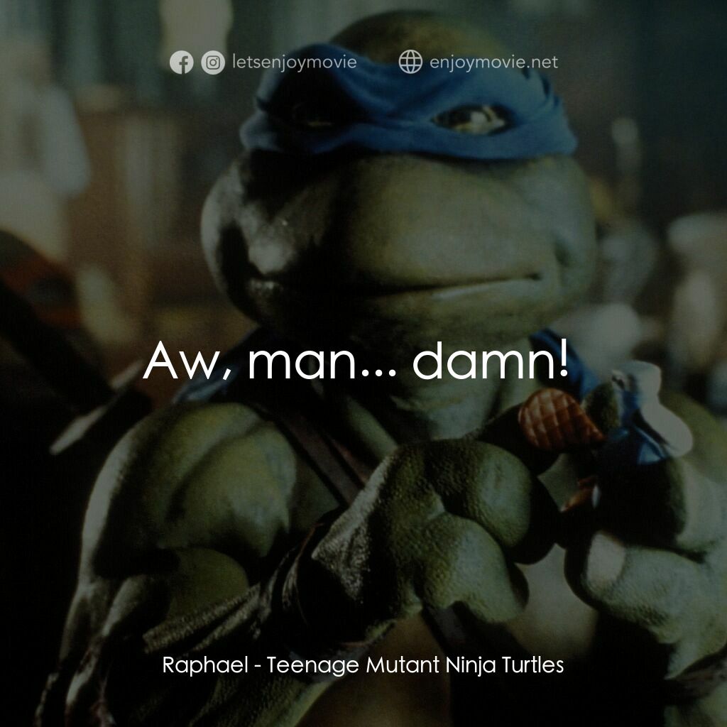 忍者龜電影對白：Raphael:  Aw, man... damn! 