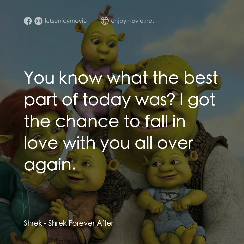 史力加萬歲萬萬歲電影對白：Shrek:  You know what the best part of today was? I got the chance to fall in lov