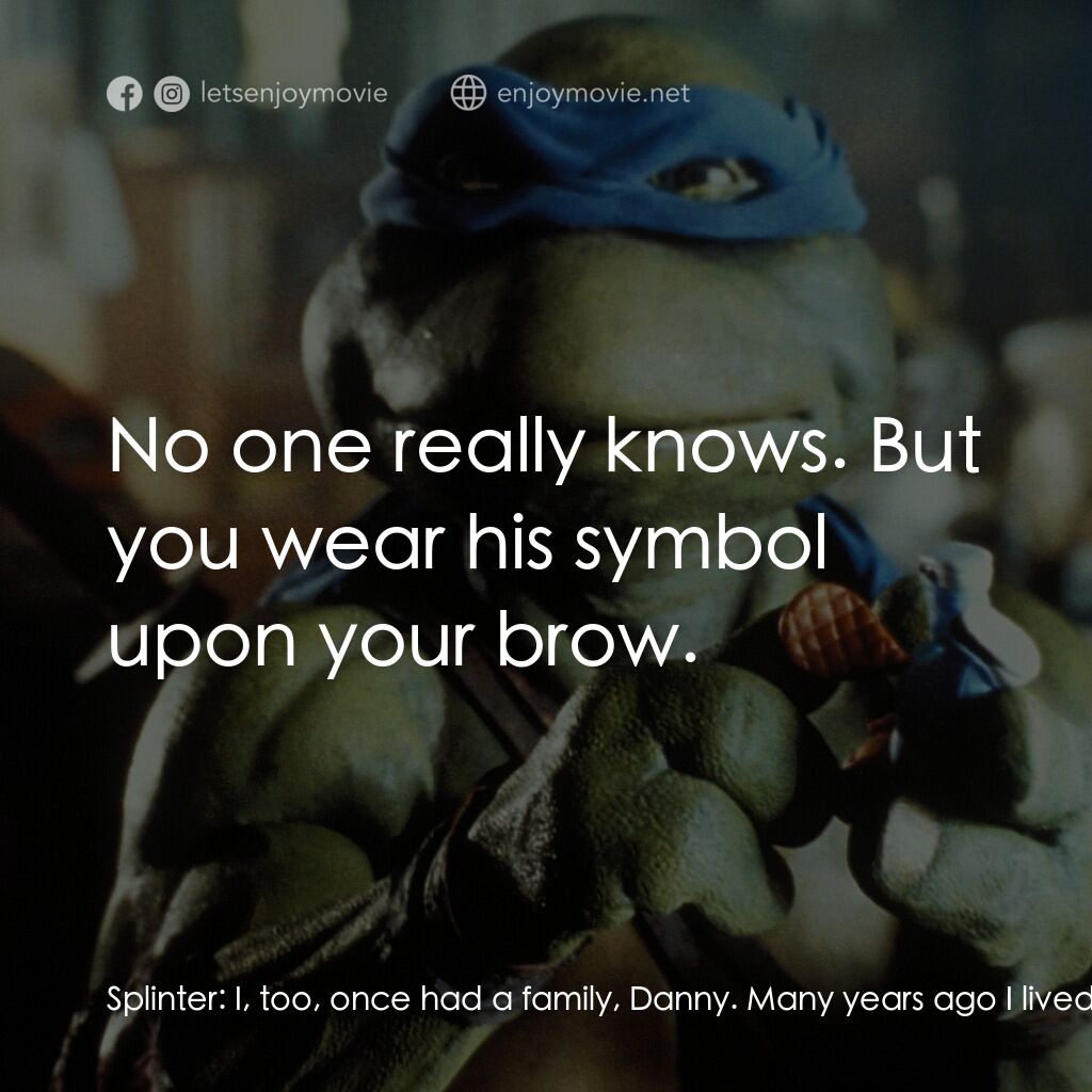 忍者龜電影對白：Splinter:  I, too, once had a family, Danny. Many years ago I lived in Japan:  a 