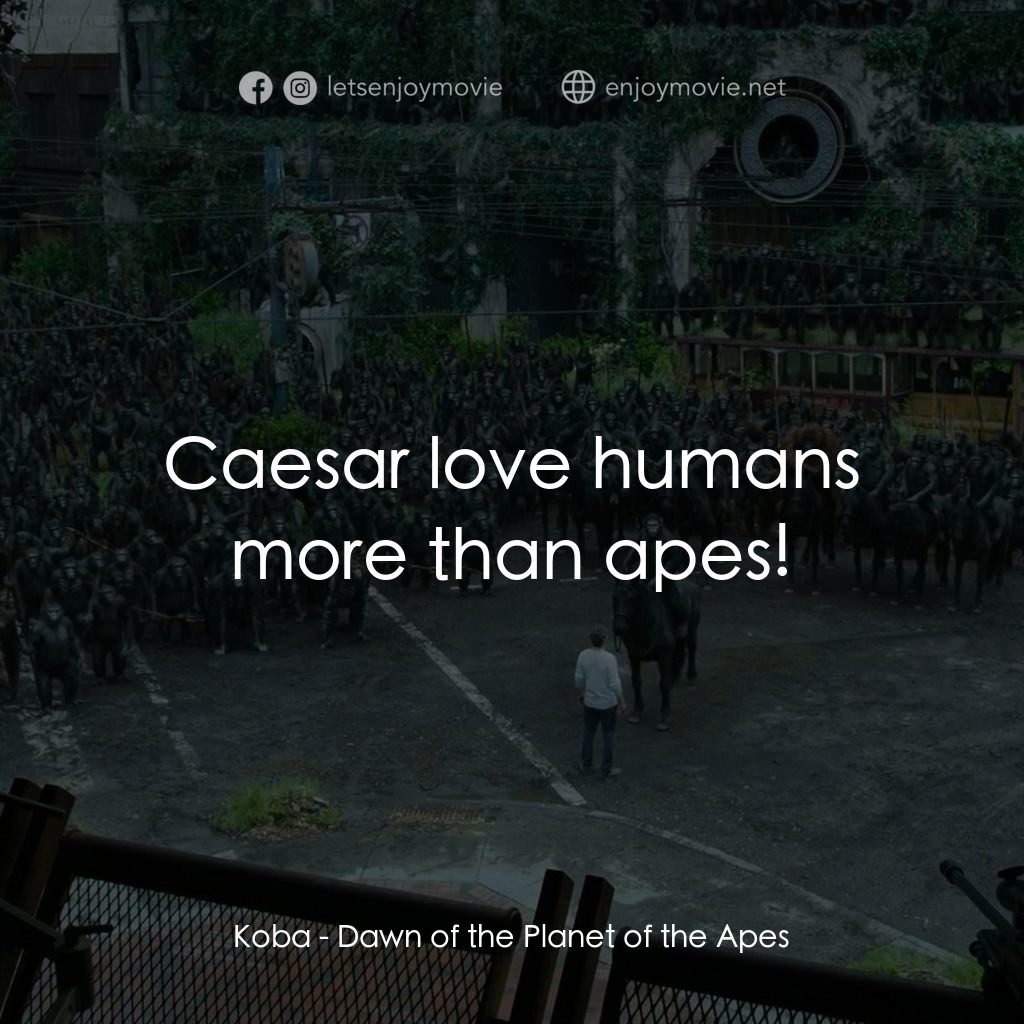 猩球崛起：黎明的進擊電影對白：Koba: Caesar love humans more than apes!