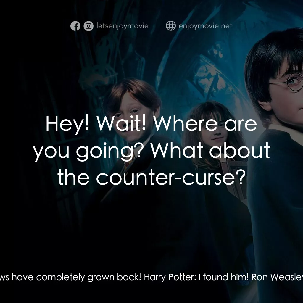 《哈利波特：神秘的魔法石》經典台詞：Ron Weasley:  Leg-Locker Curse? Harry Potter:  Mal ...