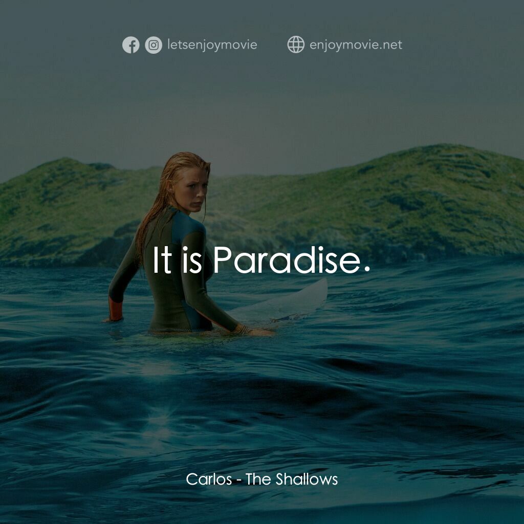 奪命狂鯊電影對白：Carlos:  It is Paradise.