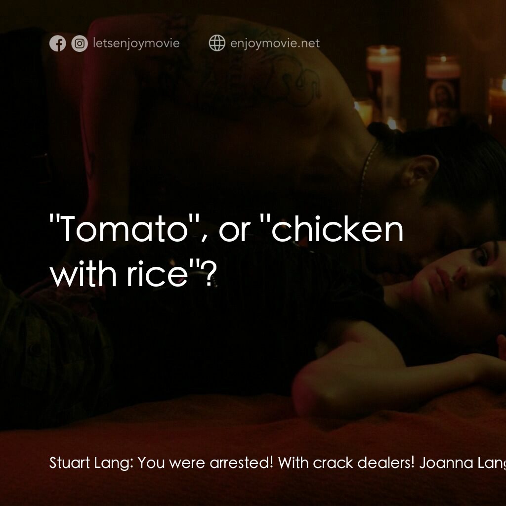 玩命派對電影對白：Stuart Lang:  You were arrested! With crack dealers! Joanna Lang:  Maybe this has