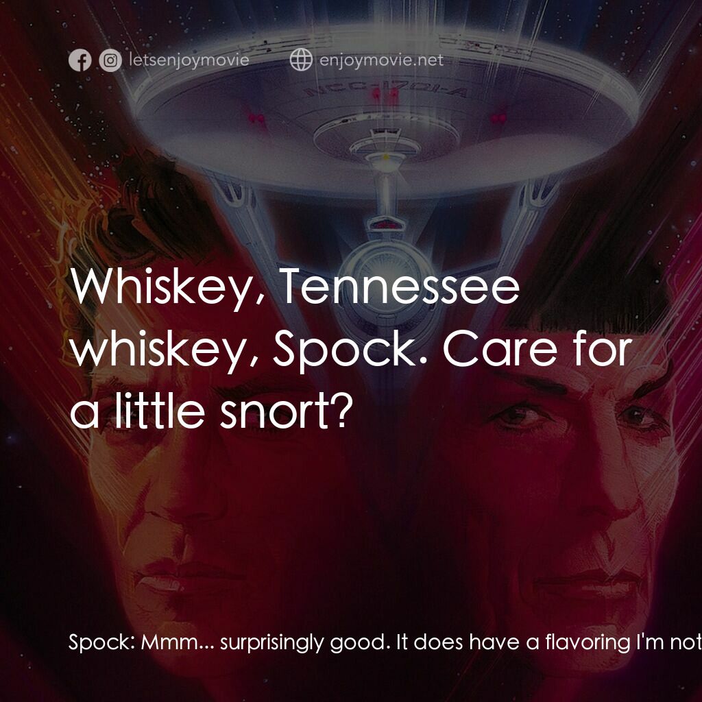 《星艦迷航記 V：終極先鋒》經典台詞：Spock:  Mmm... surprisingly good. It does have a f ...