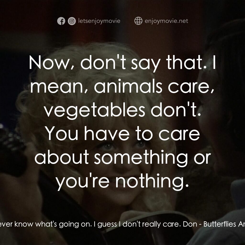 蝴蝶小姐電影對白：Jill:  I never know what's going on. I guess I don't really care. Don:  Now, don'